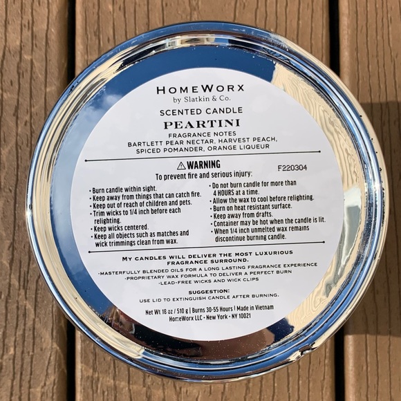 🆕PEARTINI HARRY SLATKIN HOMEWORX 4 WICK 18oz CANDLE & METALLIC GLASS JAR NWTS! - Picture 5 of 5